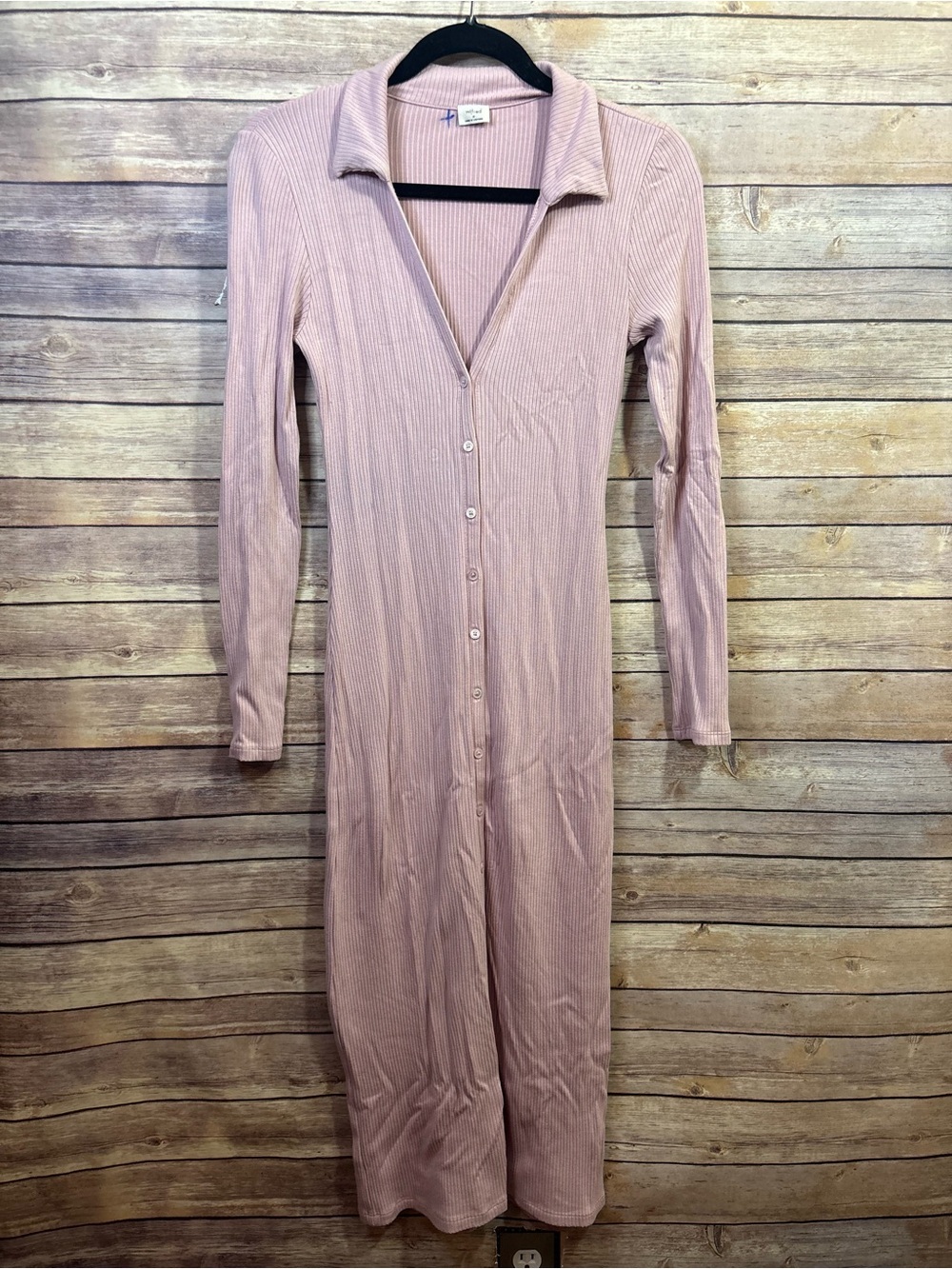 Aritzia Wilfred Audrey Ribbed Full Button Down Long Sleeve MIDI Dress Medium